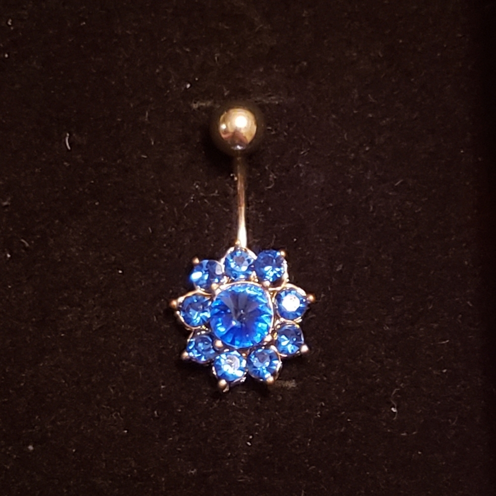 Blue Flower Belly Ring NWOT